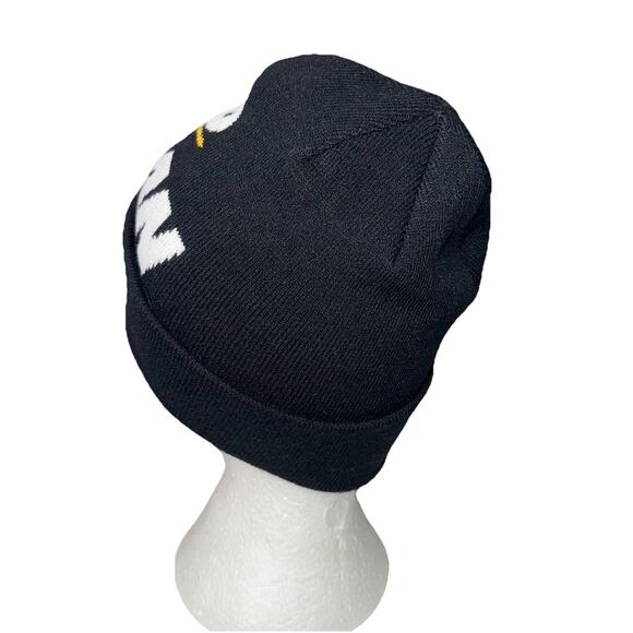 Jordan Jump Man Spelled Out Boys Hat Winter Beanie Black Yellow White Swoosh - Picture 5 of 8